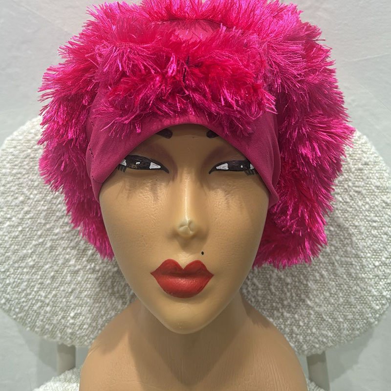 Pink Luxury Bonnet with Fluffy Edge