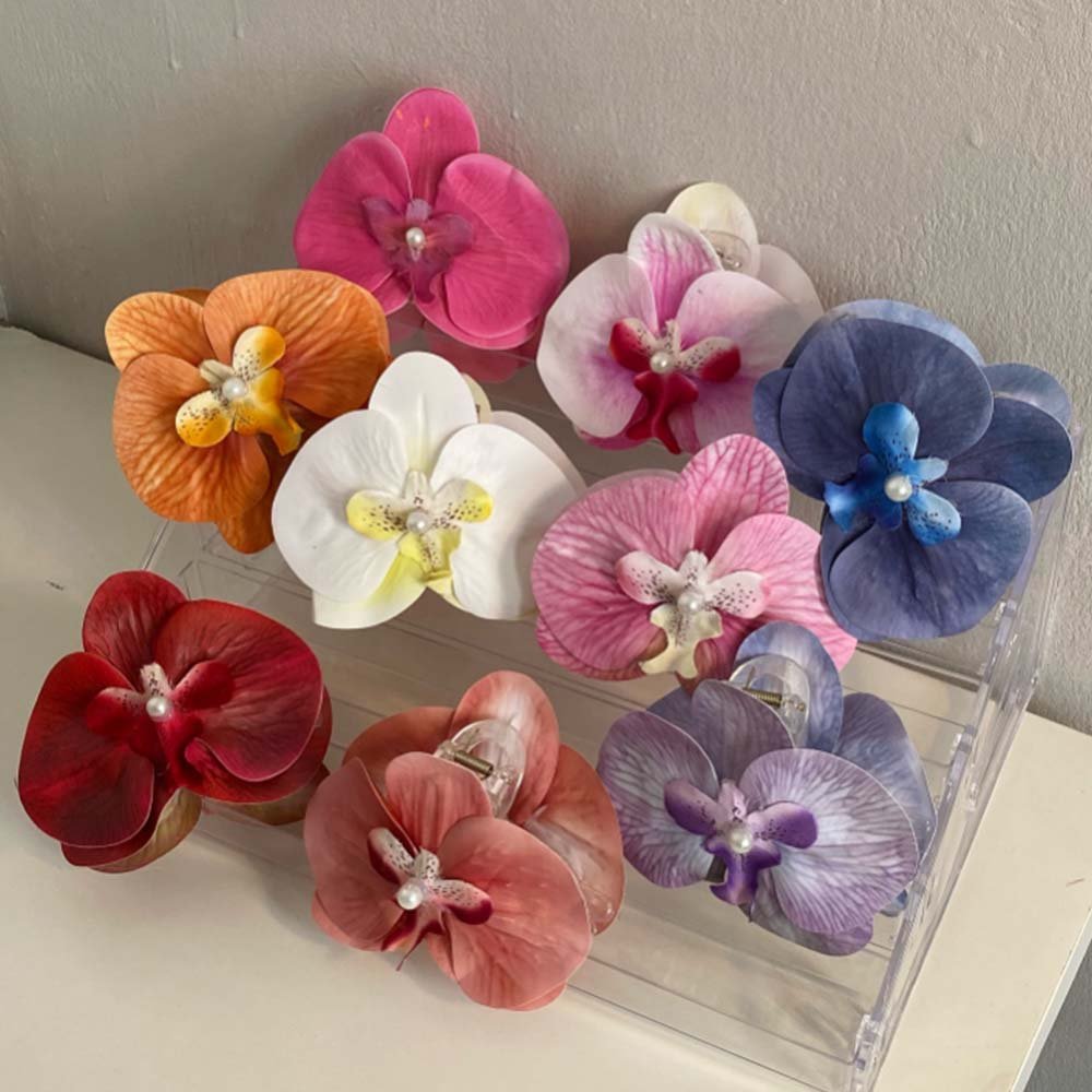 (6pcs) Orchid Hair Clip For Woman Artificial Flower Hairpins