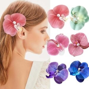 (6pcs) Orchid Hair Clip For Woman Artificial Flower Hairpins