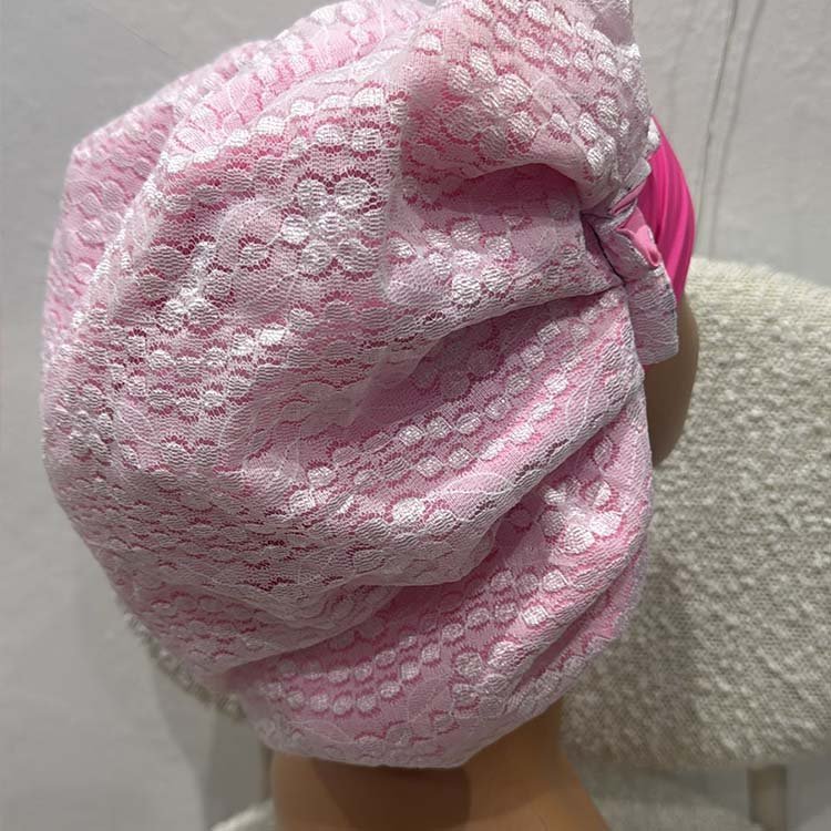 Pink Color Satin Hair Bonnet Light