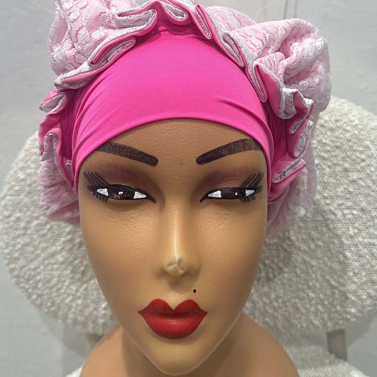 Pink Color Satin Hair Bonnet Light