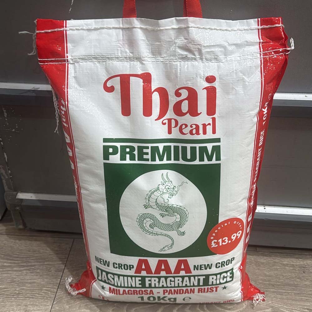 10kg bag of Thai Pearl Premium Jasmine Fragrant Rice