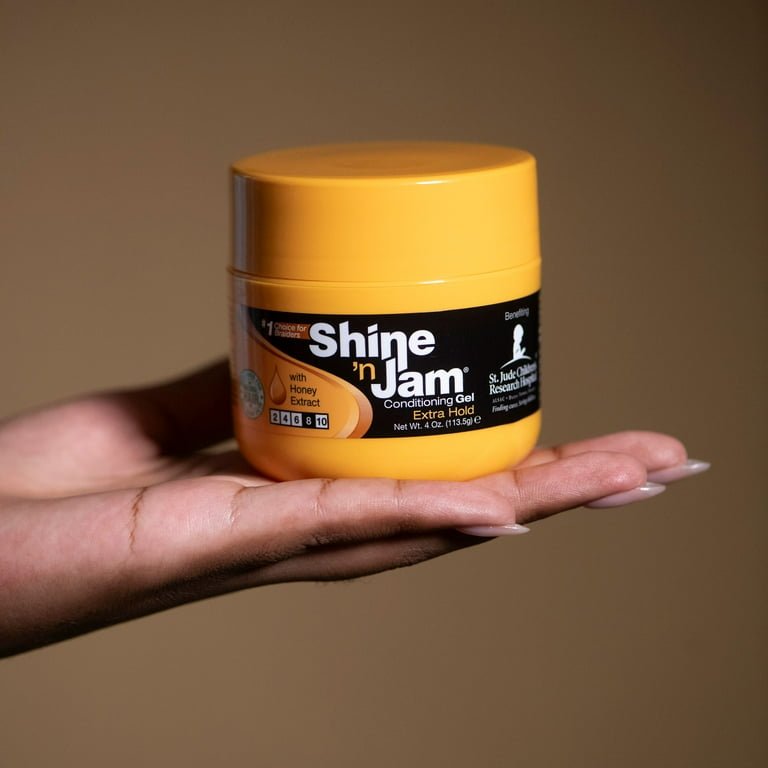 Ampro Shine N Jam Extra Hold Conditioning Styling & Braiding Gel, 4oz., Textured Hair, Moisturizing