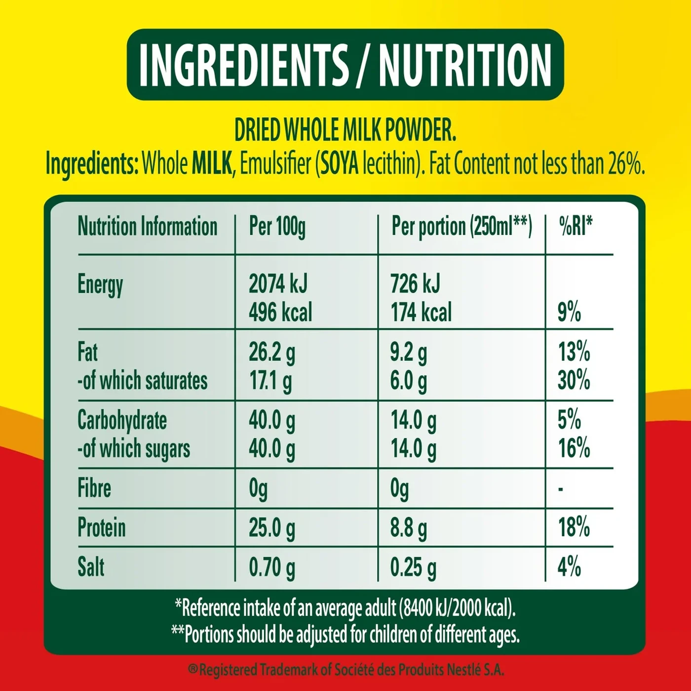 Nestle Nido Instant Full Cream Milk Powder 1.8kg