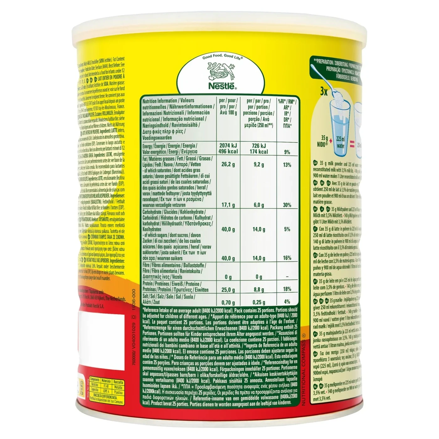 Nestle Nido Instant Full Cream Milk Powder 1.8kg